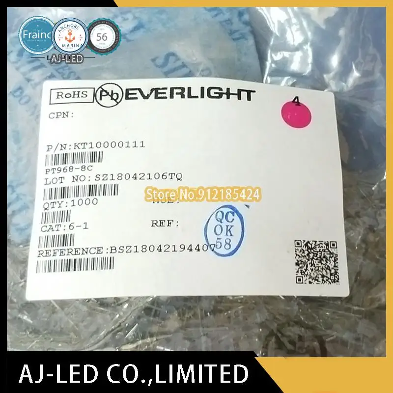 50 Cái/lốc PT958-8C Bên Hồng Ngoại Nhận Được Photodiode Đài Loan Everlight Bước Sóng 940nm Góc ± 25 °