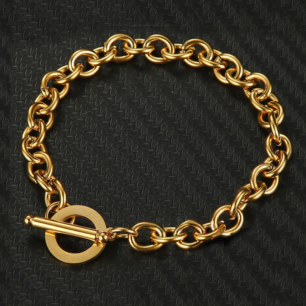 Edelstahl-Armband mit Ein-Wort-Schnalle, personalisierte Mode, Kreuz-Paar-OT, vielseitige runde Kette – Detail 3