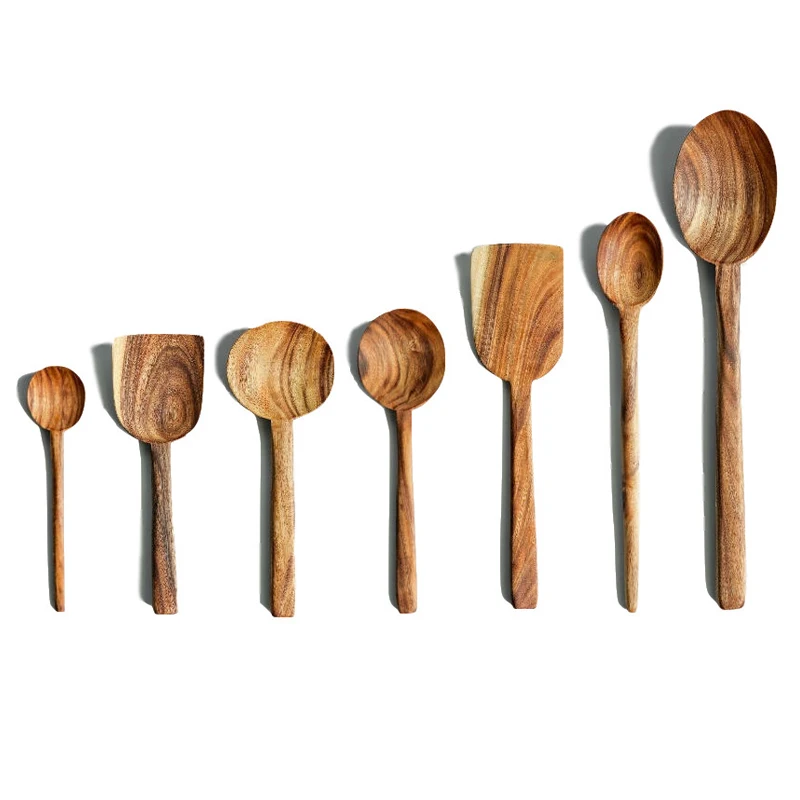 Thai Teak Wooden Non-stick Spatula Coffee Spoon For Cooking Wood Kitchen Cooking Utensils Supplies Kitchen Tool Set