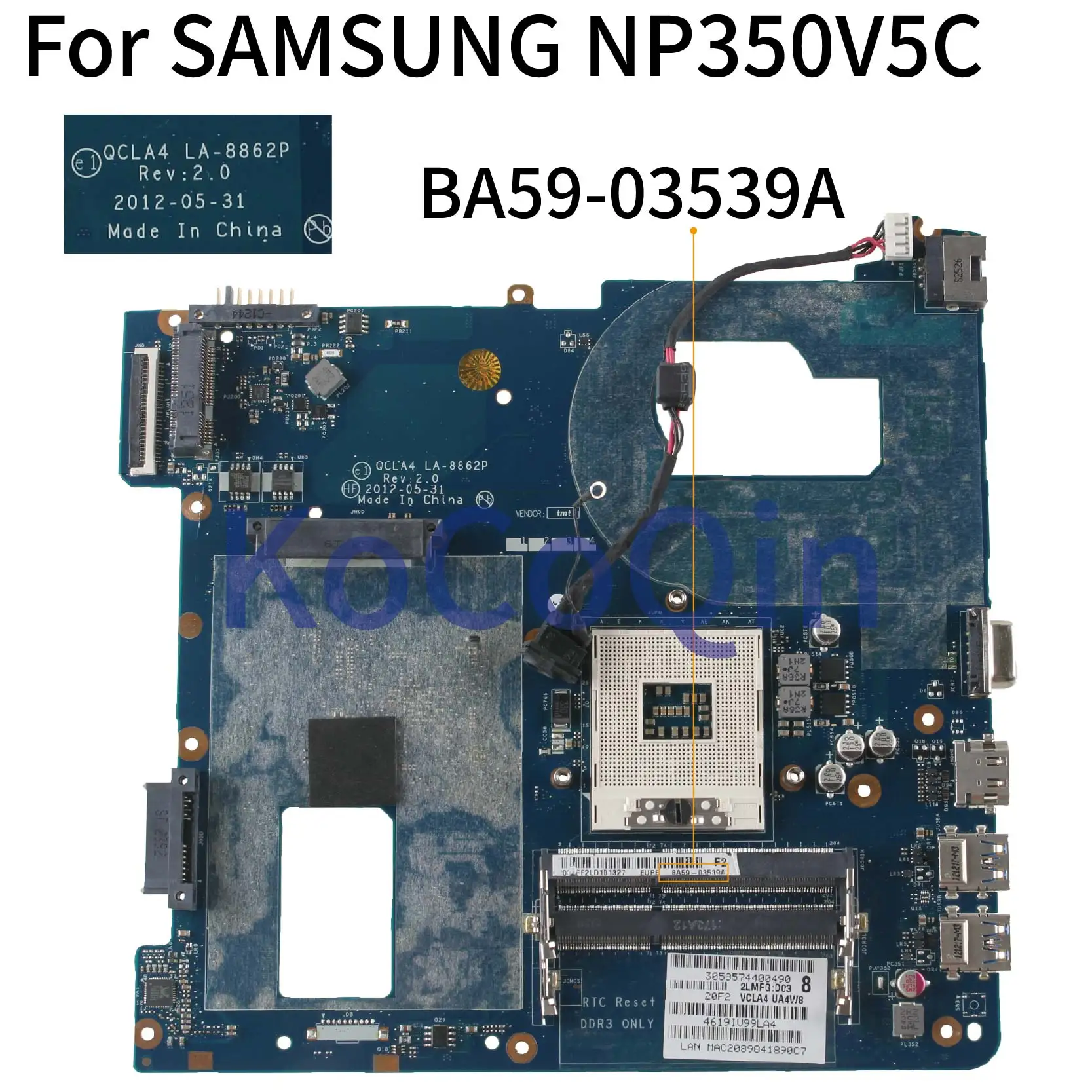 Imagem -02 - Kocoqin-placa-mãe Portátil para Samsung Mainboard Np350v5c Np350v5x Hm70 Qcla4 La8862p Ba5903539a Sltnv