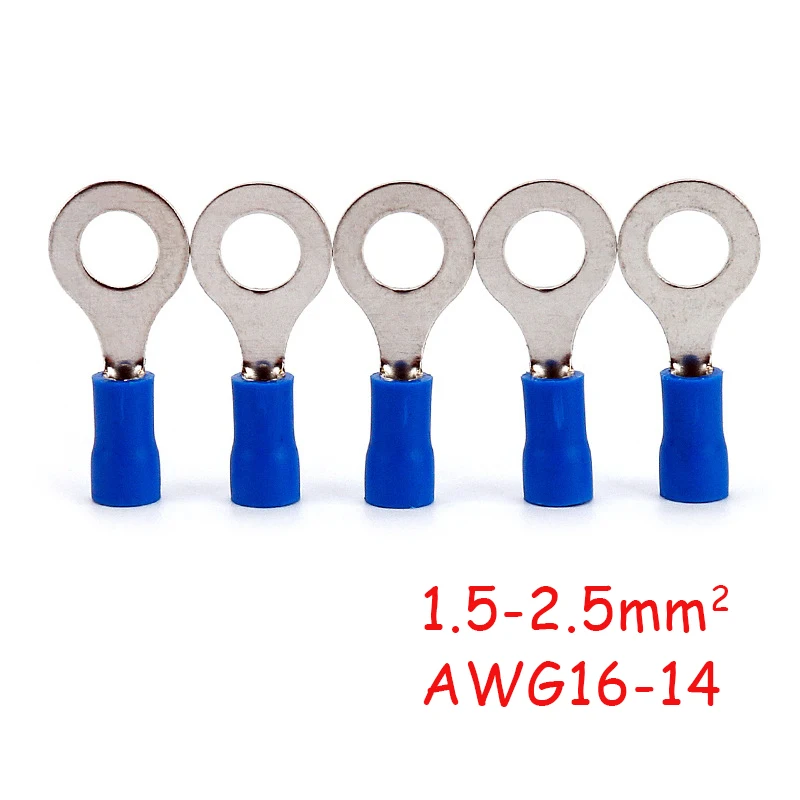 50/100pcs RV2 series cold end insulated wire crimping connector 1.5-2.5mm²AWG16-14