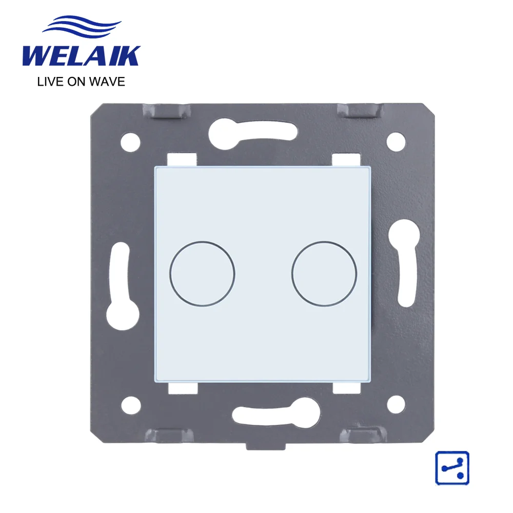 WELAIK 45*45mm Cross 2Gang 2Way 3Way Stairs Intermediate Crystal Glass Panel Smart Light Wall Touch Switch A922W