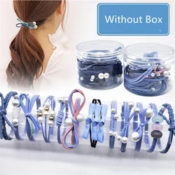 12Pcs/Set Elastic Hair Bands For Women Girls Korean Flower Pearl Hair Band Girls Ponytail Holder Hair Ropes Gum Hair Accessories