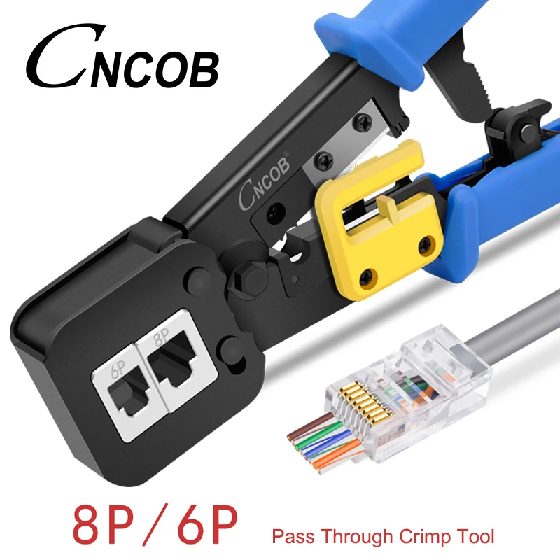 CNCOB RJ45 zaciskarki RJ-45 ręczne do zaciskania narzędzie sieciowe dla Cat6 Cat5 Cat5e RJ11 RJ12 złącze 8P 6P przewód Lan przewody szczypce