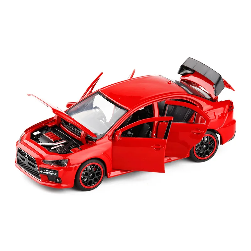 1:32 JDM Mitsubishis Lancer Evo X Alloy Simulation Car For Children Collection Diecast Model Car Sound and light Kids Gifts