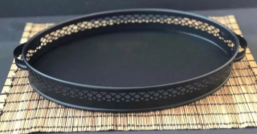 DOLBOVI Wrought Iron Black Tray, Metal Black Tray, Lace Tray, Tray (Free Shipping) tray поднос plateau de service