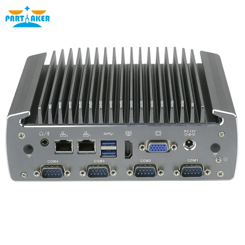 Partaker Industrial Fanless Mini Computer Intel  i5-6200u i7-6500u Dual Core 2 Lan Noiseless Mini PC Support 3G 4G SIM Card