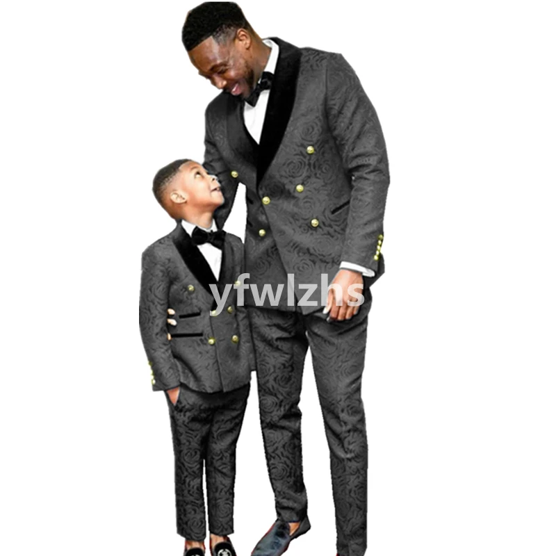 

Handsome Embossing Groomsmen Double-Breasted Groom Tuxedos Wedding Dress Men Suits Blazer Prom Dinner (Jacket+Pants+Tie) K581