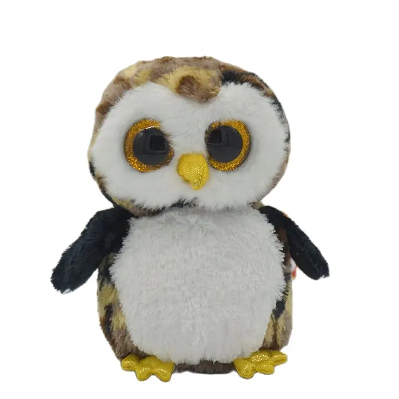 Ty Beanie Boos Big Eyes Personalized Camouflage Owl Plush Toy 15 CM Stuffed Animal Doll Cute Decor Birthday Boys and Girls Gift