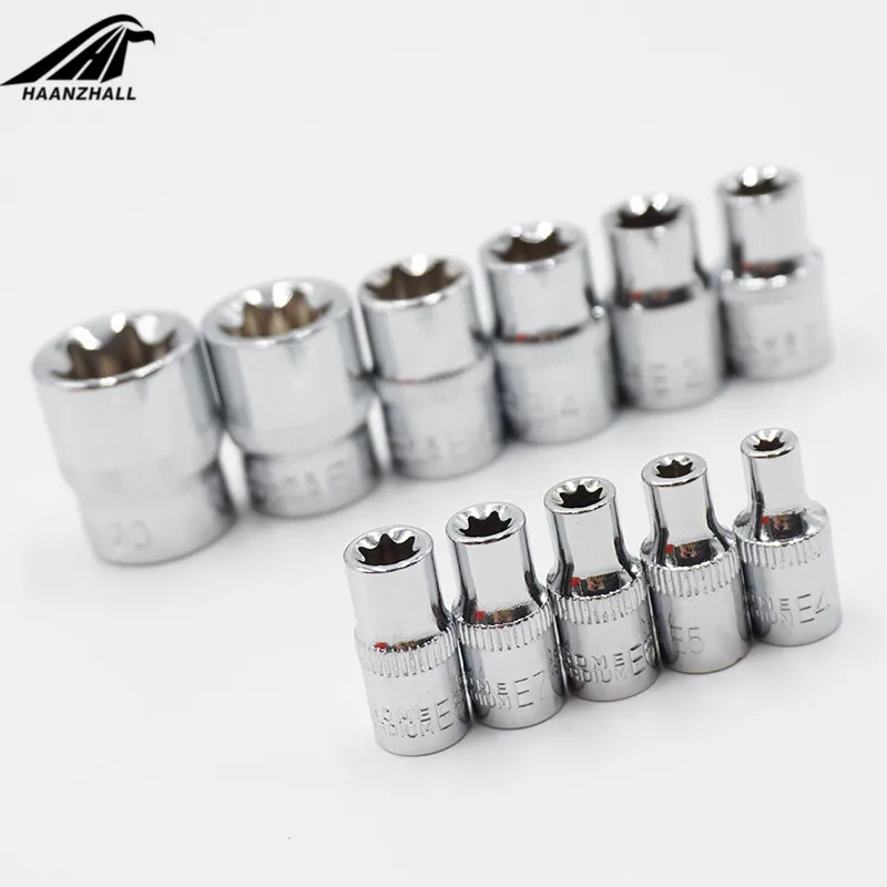 Conjunto de soquete torx estrela de 1/4 polegadas, de tipo femme, soquetes, chave de cabeça e4 e5 e6 e7 e8 e10 e12 e14 e16 e18 e20 ferramentas para reparo automático