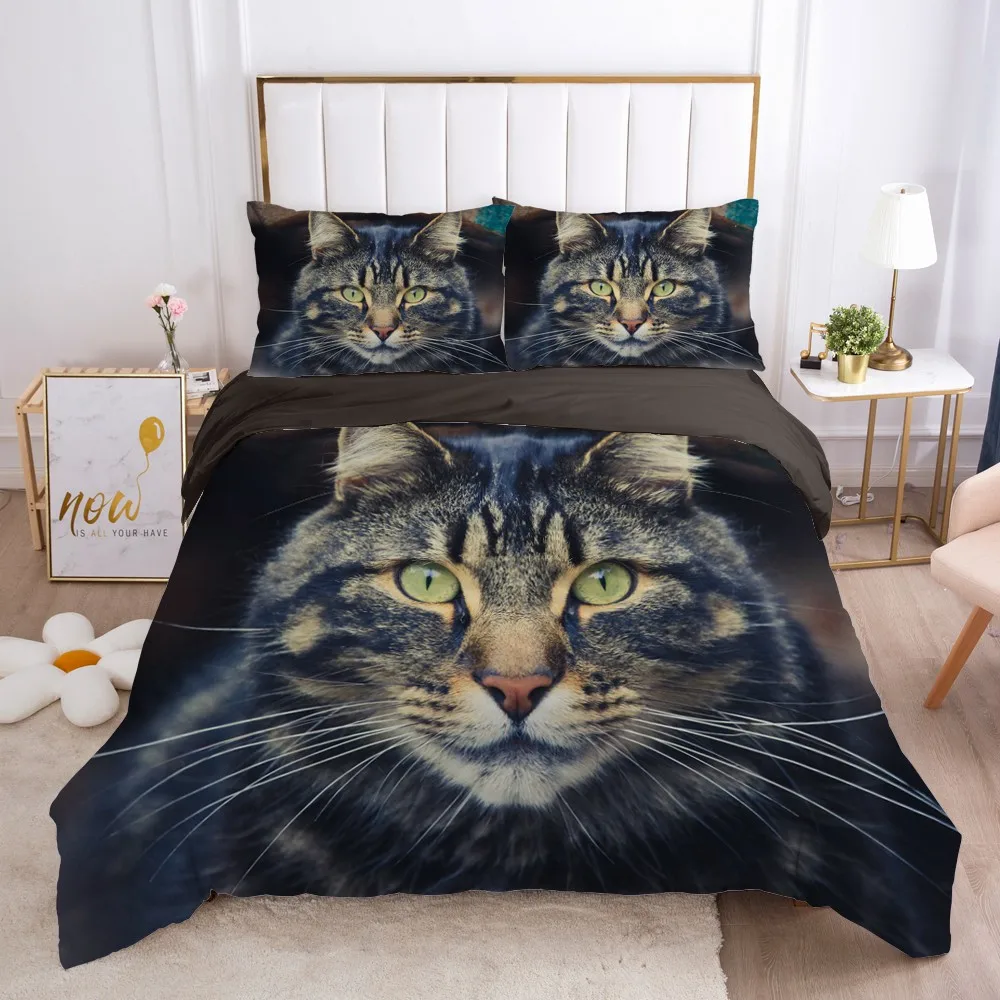 3D Pet Cats Duvet Cover Set Black Bedding Sets Duvet Cover Sets Quilt Covers Pillow Case Queen Full Twin Single Size Bed Linen