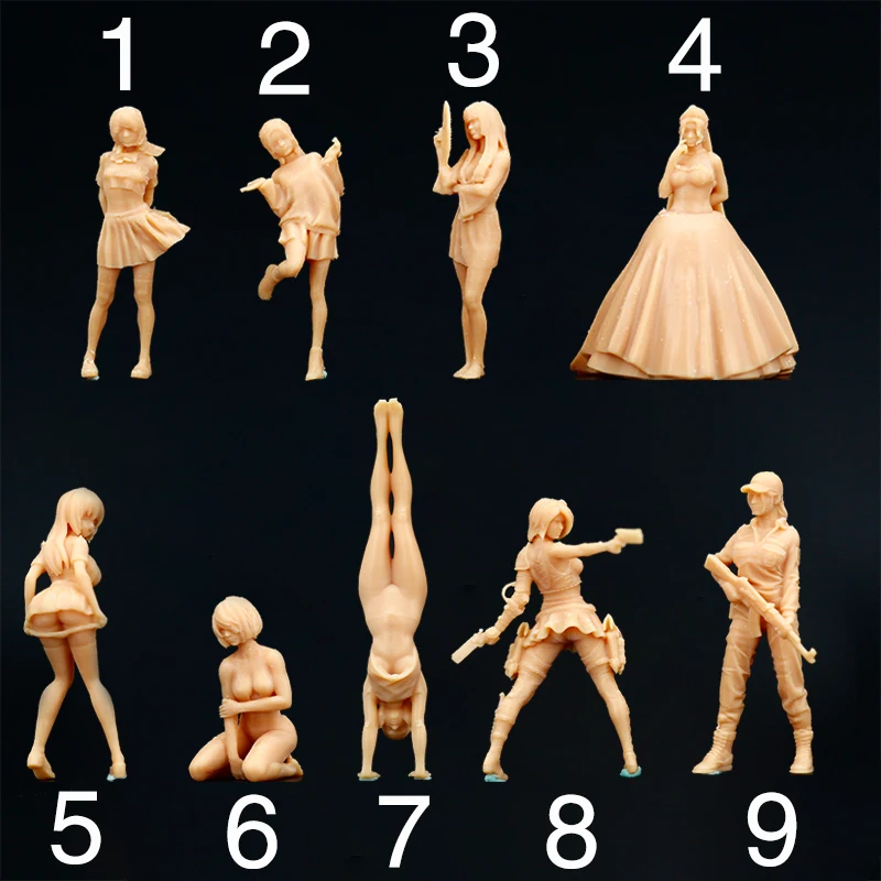 1:64 Model Miniature Figure Beautiful Woman With A Gun Sand The Bride White Model Need To Be Colored By Yourself