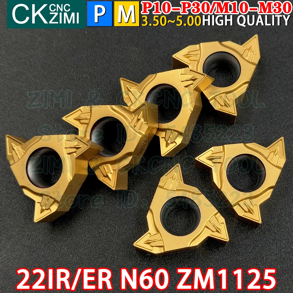 22IR N60 ZM1125 22ER N60 ZM1125 Carbide Chèn Nội Bộ Ren Ngoài Ren Biến Miếng Dụng Cụ Kim Loại CNC Tiện dụng Cụ