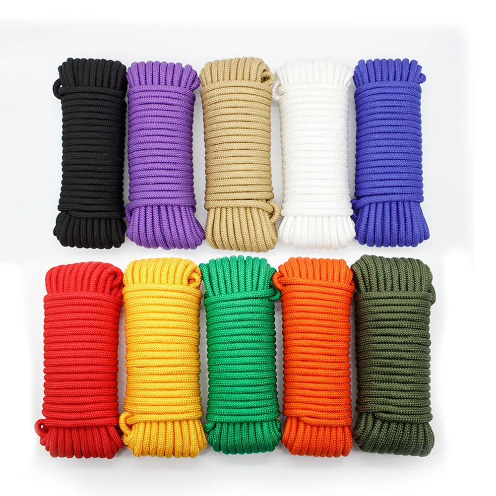 Dia 6 MM 5KN 5 10 20 30 Meters Core-spun  Parachute Cord Lanyard Tent Rope For Hiking Camping Clothesline