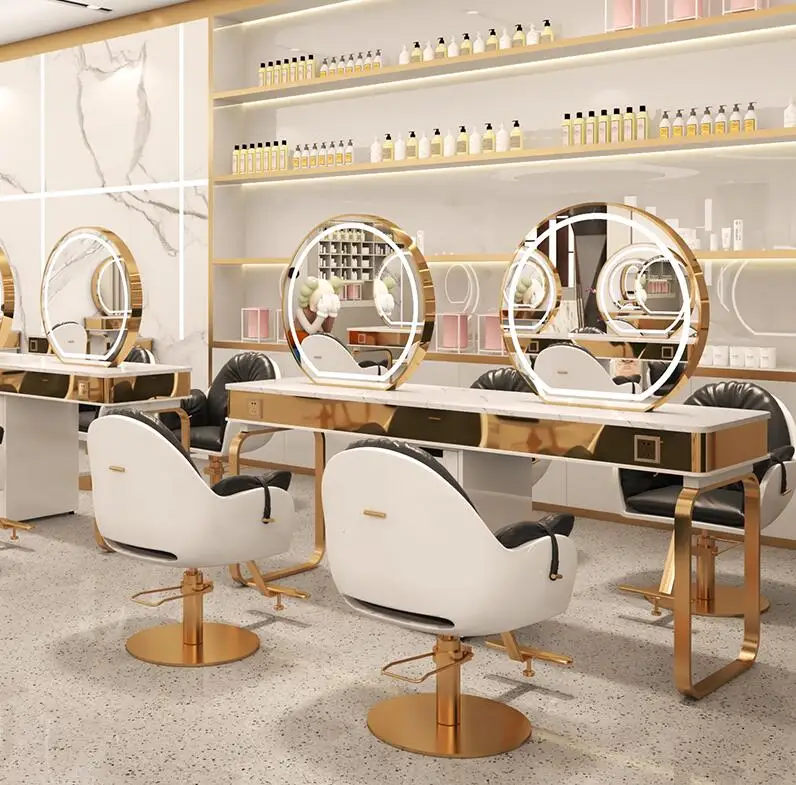 Wanghong barber shop mirror stage hairdressing mirror tide shop ironing and dyeing table hair salon special