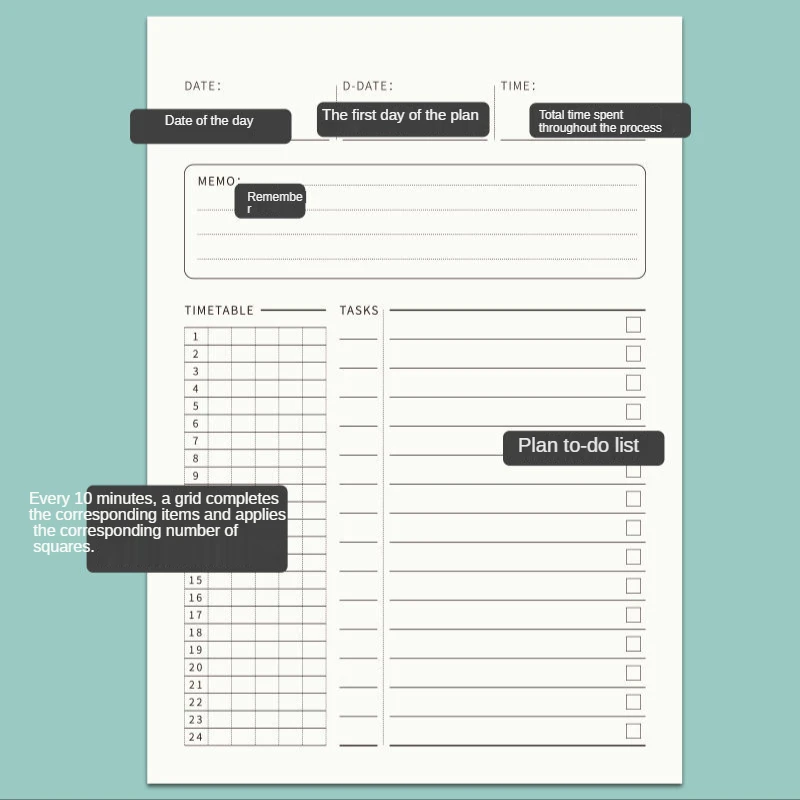 100 Days Daily To Do Planner Notebook Kraft Paper Undated Task Checklist Organizer with Timetable Notes,Agenda Flexible Cover