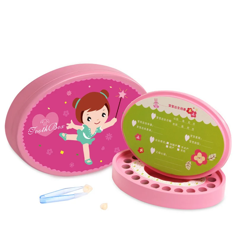Bé Răng Hộp, Hình Bầu Dục Gỗ Trẻ Em Keepsake Người Tổ Chức Cho Răng Bé, Dễ Thương Trẻ Em Răng Bình Chứa