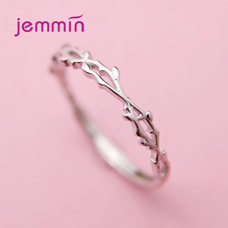 Authetnic Pure 925 Sterling Silver Open Rings Tree Leaves Thorns Silver Rings for Women Party Wedding Jewelry Gift