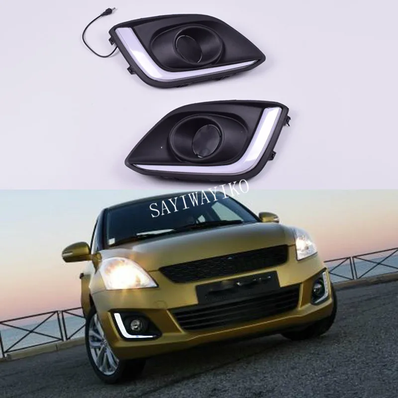 2 Pcs Car LED DRL Driving Daytime Running Lights White For Suzuki Swift 2014 2015 2016 car styling fog lamp cover