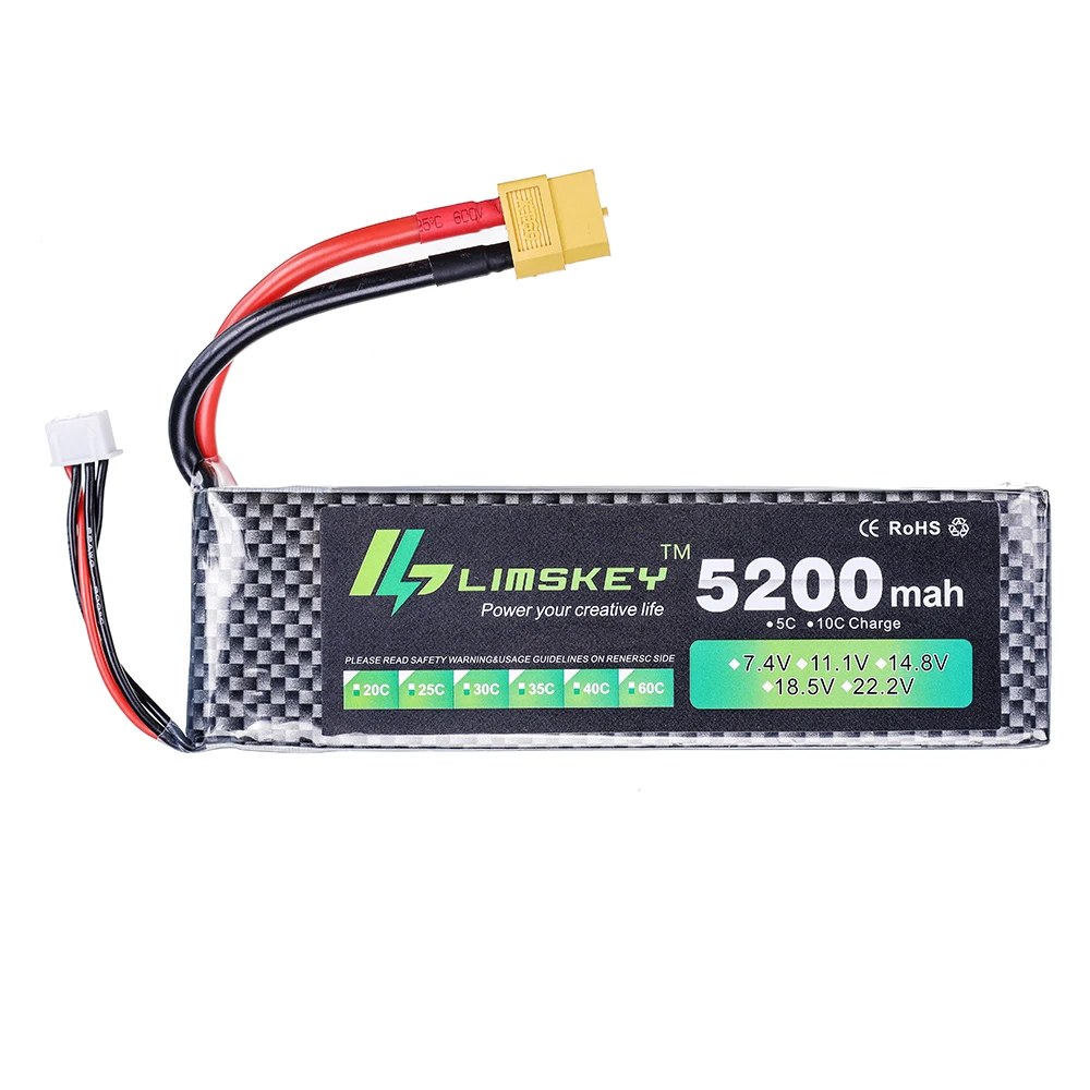 1/2pcs 3S 11.1v 5200mAh Lipo Battery For RC Car Boats Drone Helicopter Airplanes Parts 5200mah 3s 11.1V Lithium battery xt60/jst