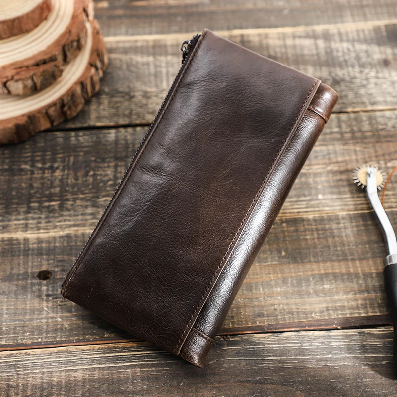 CONTACT'S Long Wallet Men Genuine Leather Clutch Wallets Rfid Money Bag with Phone Pocket Quality Card Holder Male Coin Purses