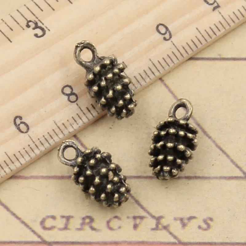 10pcs Charms Pinecone 15x8mm Tibetan Bronze Silver Color Pendants Antique Jewelry Making DIY Handmade Craft