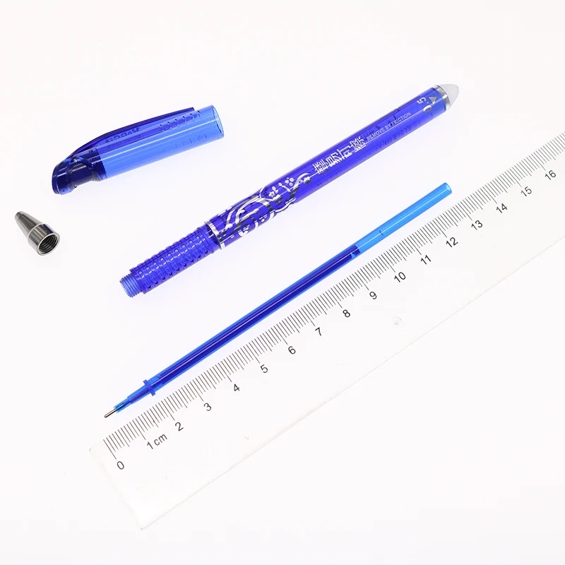 (1 Set = 10+1+1) Student Erasable Neutral Refill Set Erasable Pen Needle Blue Ink 0.5 Mm Stationery Set
