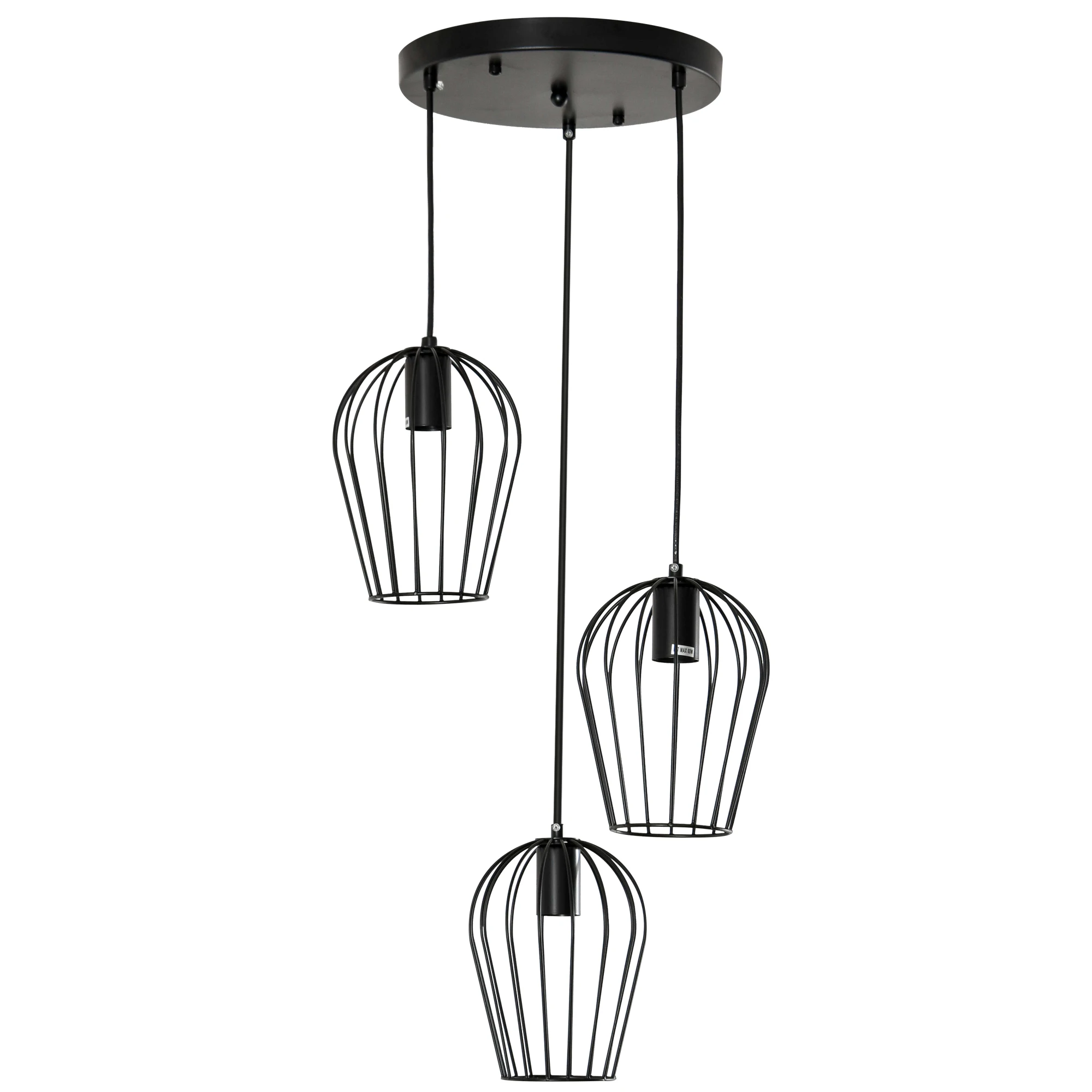 HOMCOM Industrial Style Pendant Lamp with 3 Points of Light Ø 38x133 cm Black