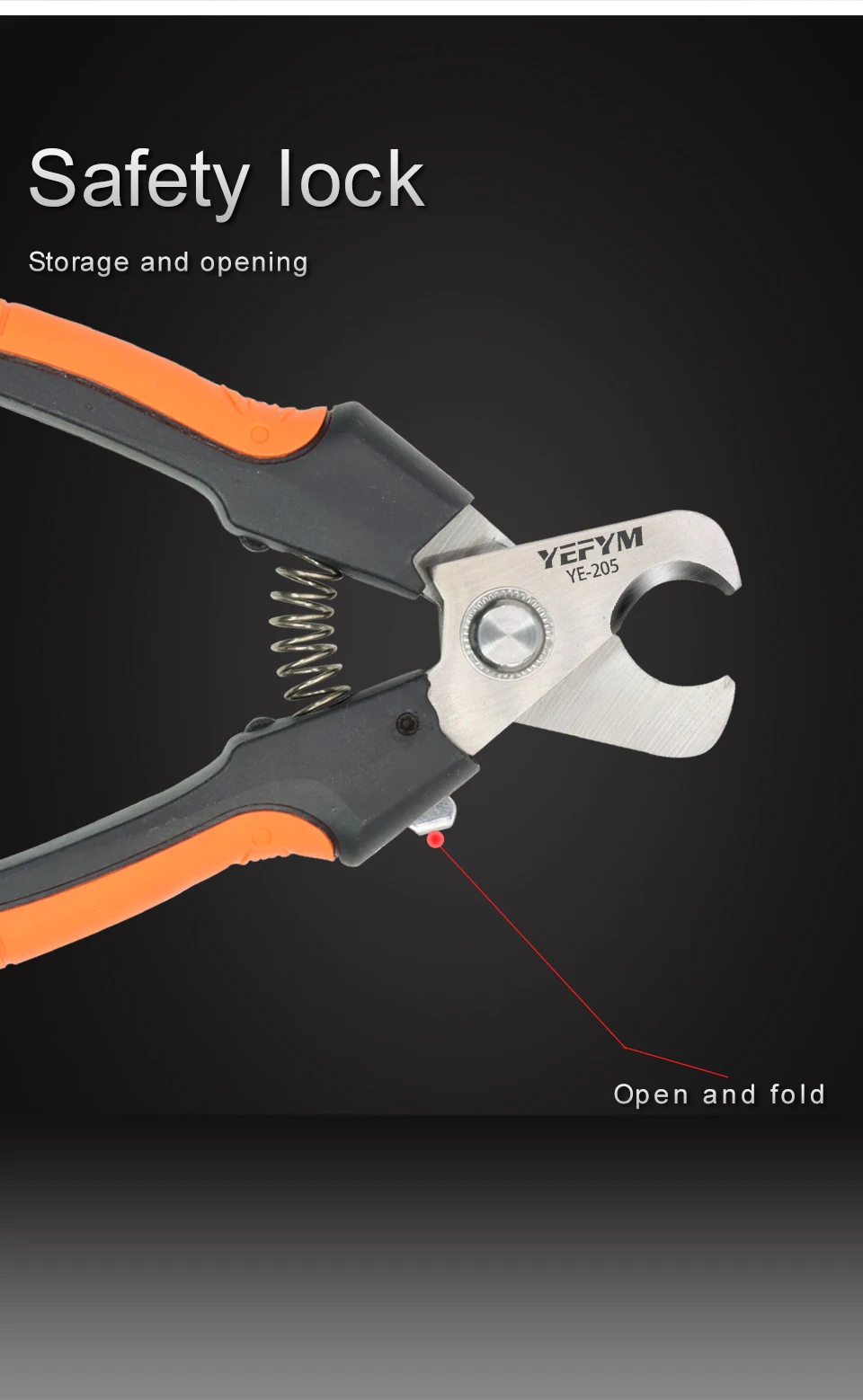 YE-205/205A Kabelschneider-Abisolierzange Industriequalität Schneidfähigkeit 24mm²/38mm² Durchmesser 10mm/16mm 5CR13 Stahlwerkzeuge – Detail 5
