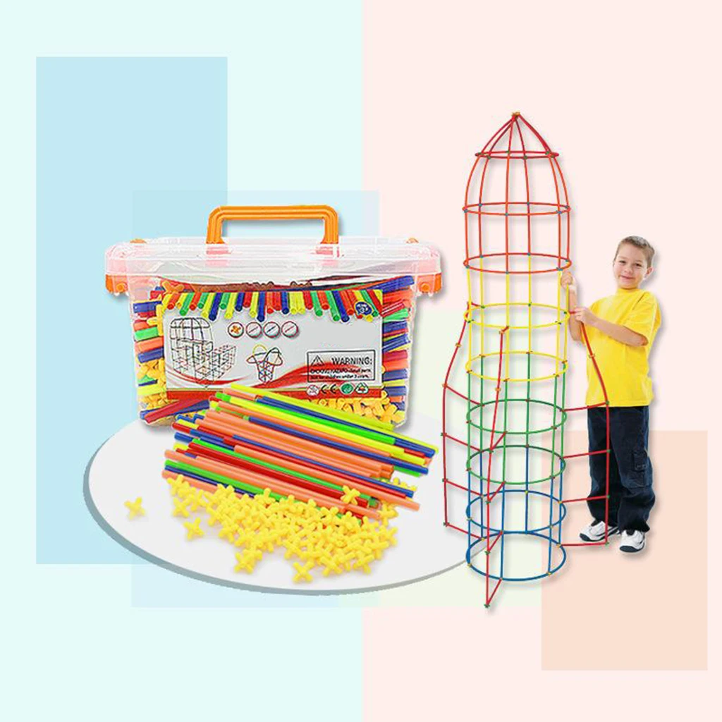 500 Pcs 4D Diy Plastic Stro Bouwstenen Speelgoed Set Creatieve Rietjes Constructor Ingenieur Educatief Motor Vaardigheden Speelgoed Kids Gift