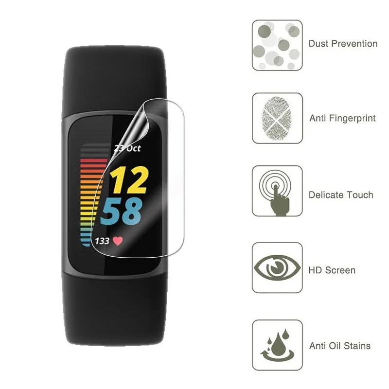 Pellicola protettiva per Fitbit Charge 5 4 3 2 Sense Inspire 2 Luxe Ionic Fitbit Versa 3 2 protezione per schermo protezione in lamina (non vetro)