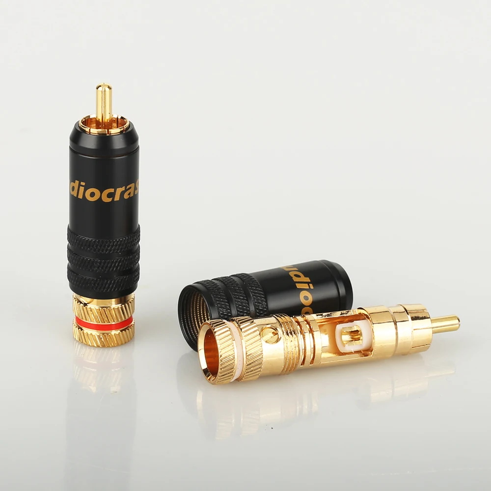 R008 signal line plug RCA plug connector adapter RCA lotus head copper gold plated plug RCA connectors