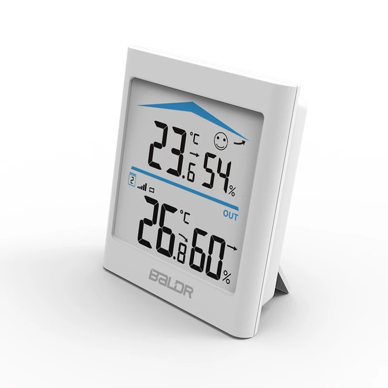 Baldr Digitaal LCD-weerstation Binnen Buiten Trend Hygrometer Thermometer Draadloze afstandsbediening Sensor Bewegingsgeactiveerde