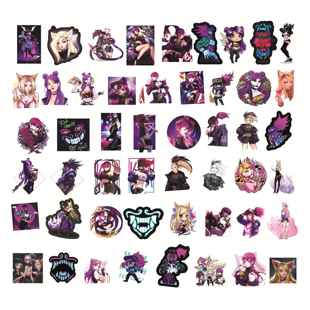 10/30/50PCS Game LOL KDA Anime Stickers for Laptop Water Bottle Skateboard Scrapbooking  Waterproof Kids Decal Sticker Packs