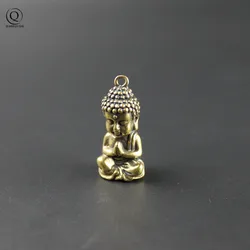 Vintage Solid Brass Baby Buddha Statue Key Chain Pendants Pure Copper Lucky Buddha Keychains Hanging Ornaments For Children Gift
