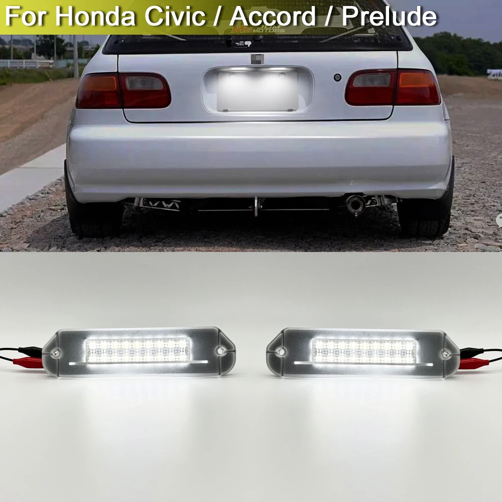 12V LED License Number Plate Light For Honda Civic Gen5 EG EJ 1992-1995 Accord 1990-1993 Prelude BA8 BA9 BB1 BB2