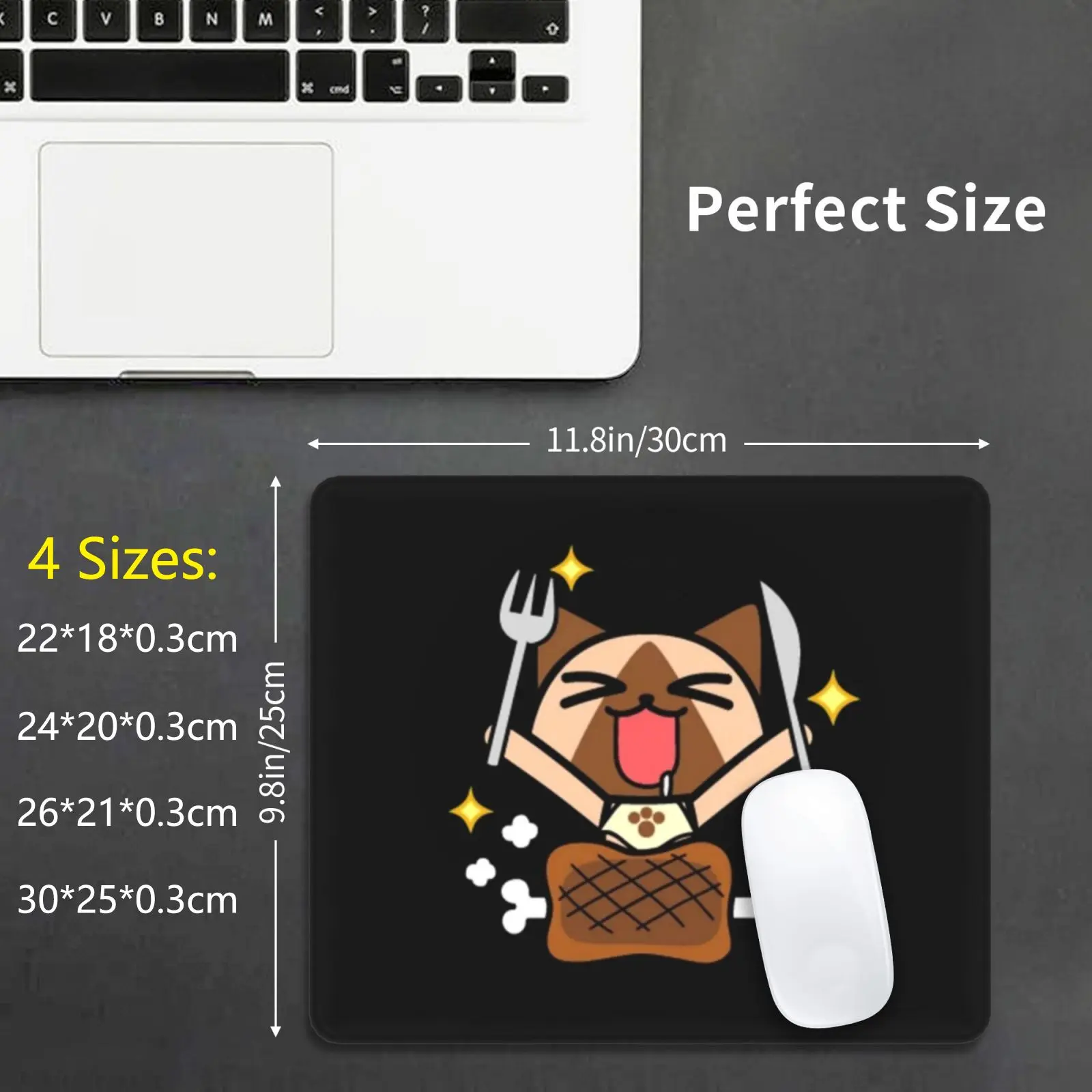 Cat Eating Chicken Mouse Pad DIY Print Monster Hunter Monster Monster Hunter World Hunter Gaming Mhw Mh