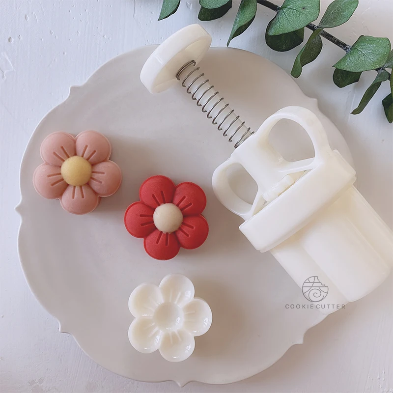 20g/50g Flower Shape Mooncake Mold Hand Pressure Mold Plunger Pastry Dessert Deocration Tools Baking Accessories ABS Plastic