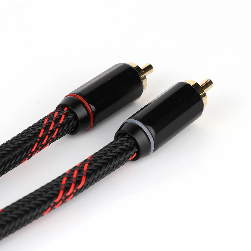 زوج مرحبا نهاية النحاس RCA ربط كابل Hifi الصوت RCA ذكر إلى ذكر تمديد كابل مطلية بالذهب RCA موصل كابل توصيل