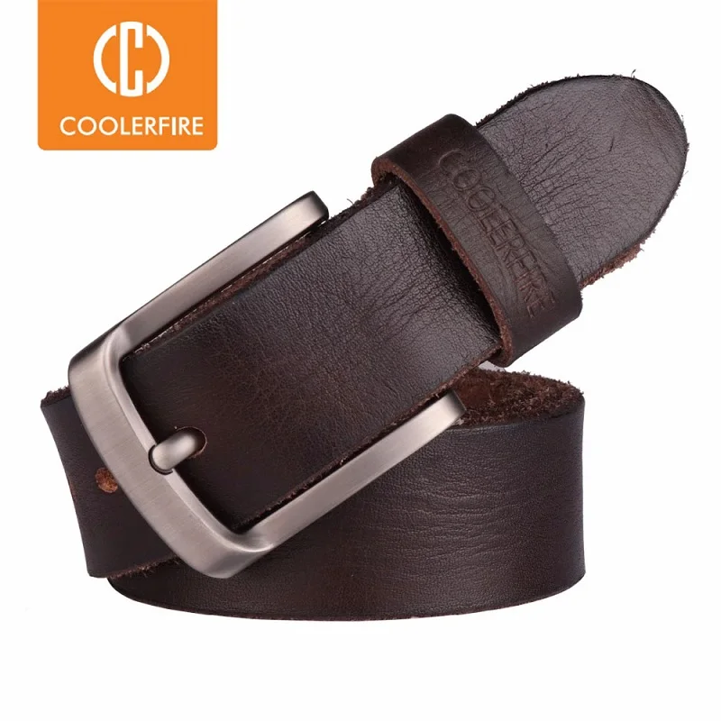 CCOOLERFIRE Men Belt Full Grain 100% Real Genuine Cowskin Top Layer Leather Soft Jeans Cowhide Belts For Men TM053