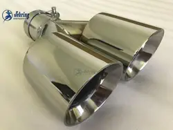 Universal Dual Stainless Steel Exhaust Pipe Muffler Car Accessory Modification Double Skew Steel Automobile Part