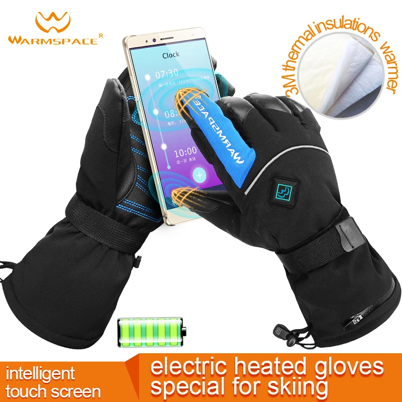 New Warmspace 7.4V Smart Electric Heated Gloves Winter Ski Bicycle Keep Warm Lithium Battery Self Heating Man Gloves WaterProof