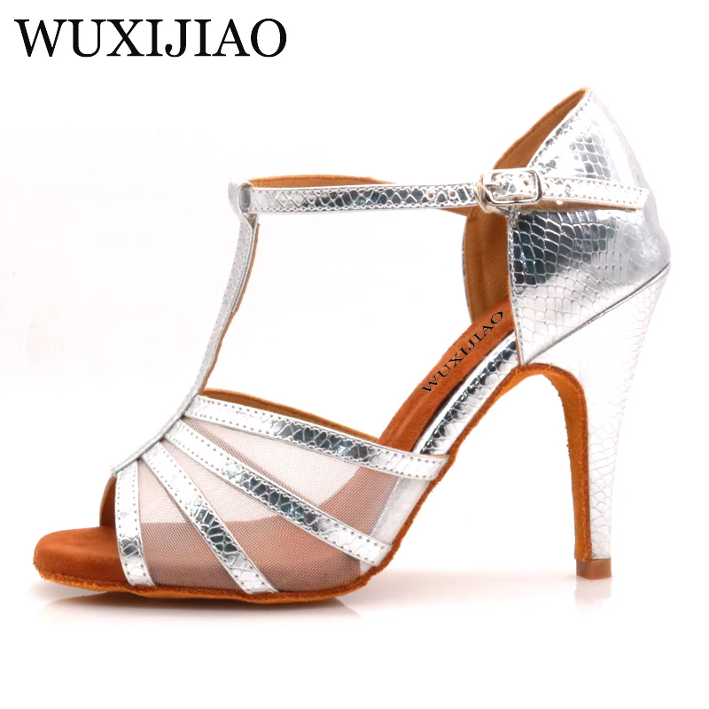 women's latin dance shoes Rhinestone Size US 4-12 bronze Salsa Satin Shoes For Comfortable 10cm Heel Height Dancing