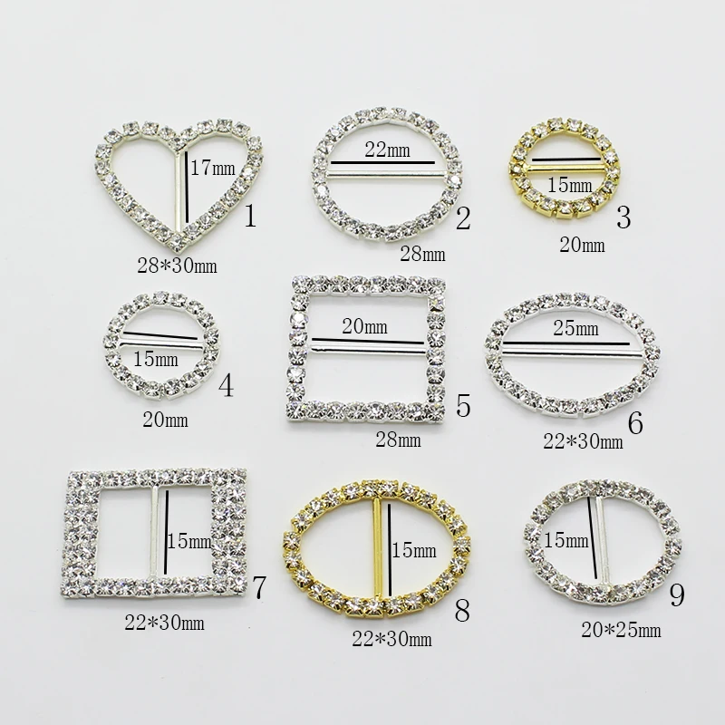 ZMASEY Mix Size Rhinestones Shoe Buckles 10Pcs/Lot Handwork Sewing Ribbon Wedding Decoration Card Holiday Party Accessories