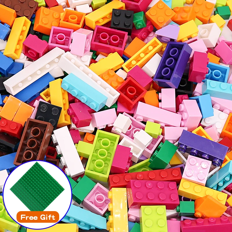 500-1500PCS DIY Assembly Building Blocks Sets Classic City Colorful Construction Bricks Educational Toys For Children