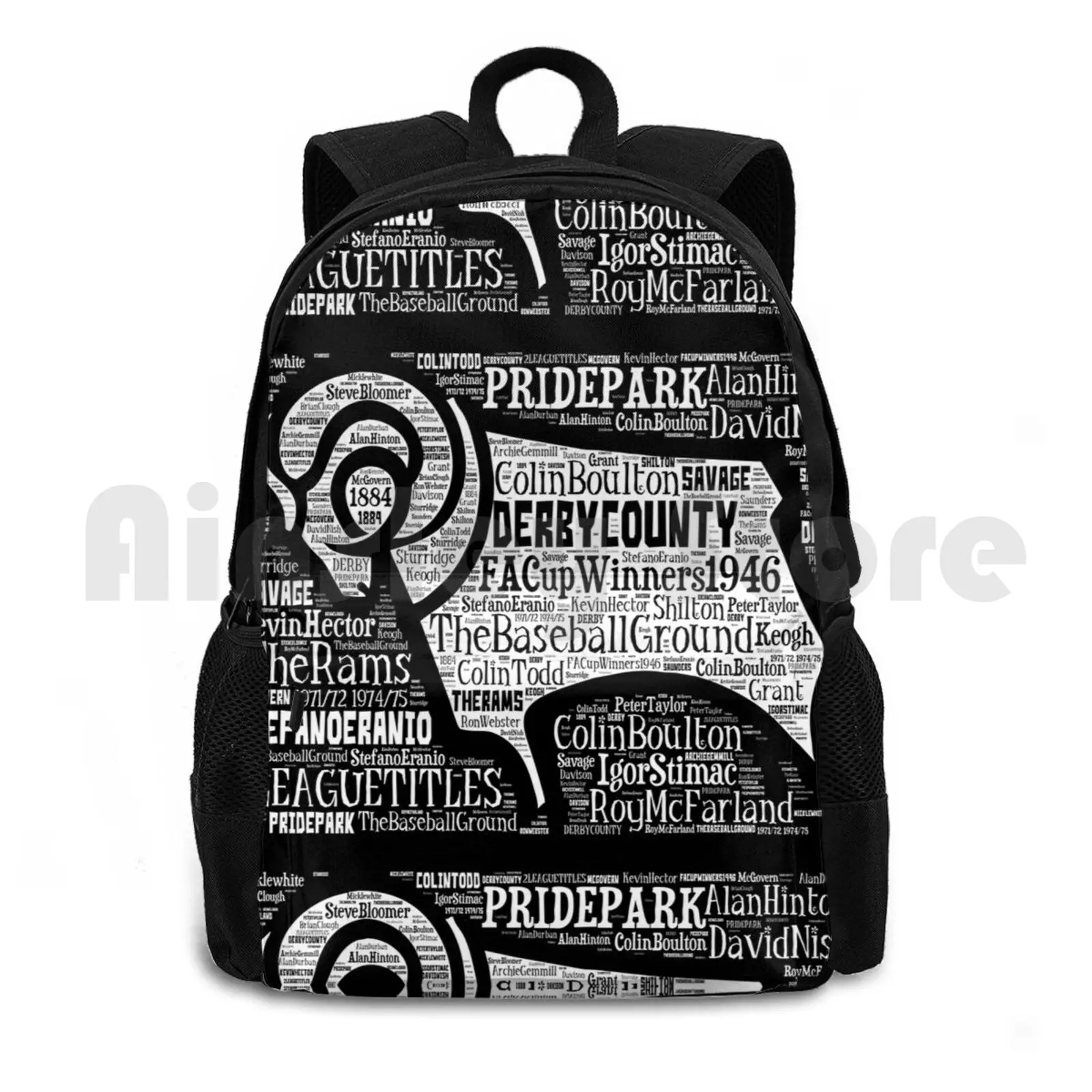 Derby County Club Crest Outdoor Hiking Backpack Waterproof Camping Travel Derby County Derby Rams Whites Soccer Football Sport