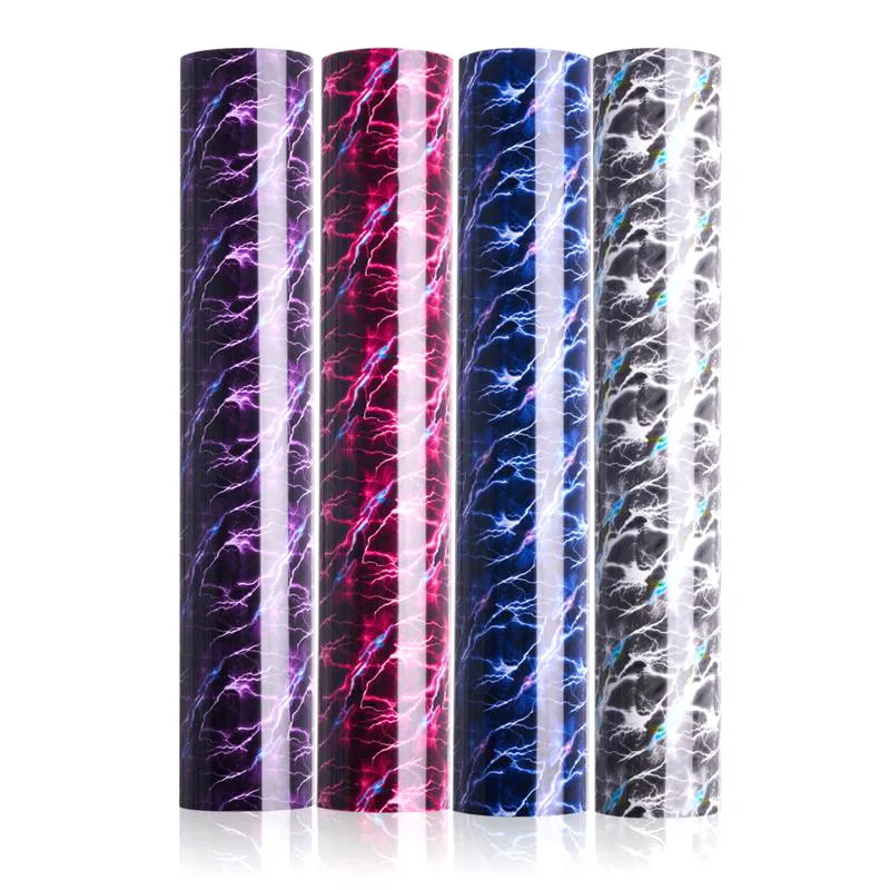 1 рулон 10 дюймов x 40 дюймов/25 см x 100 см, виниловое стекло с узором Lightning, теплопередача, голограмма, радуга, ПЭТ, пресс-футболка, утюг на пленке HTV