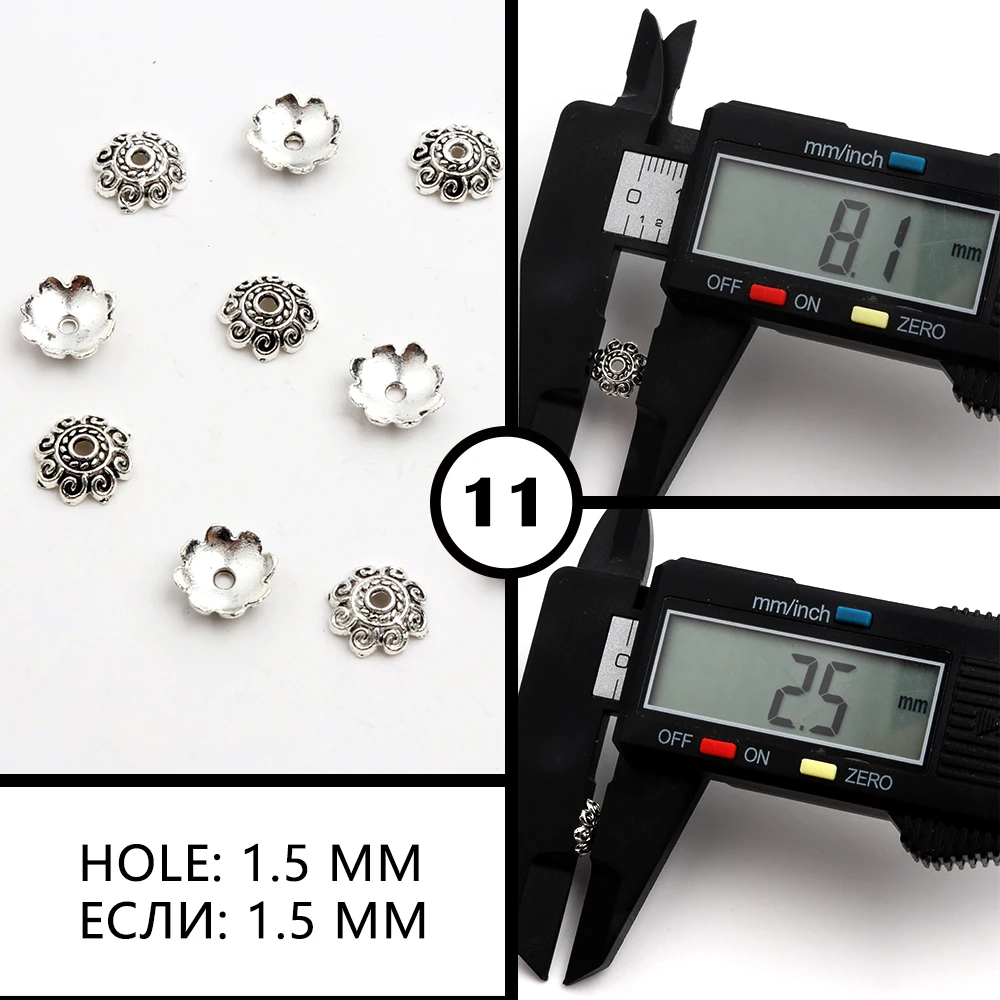 50 stücke Antike Kupfer Splitter Bronze Gold Runde Polygon Hohlen Form Metall Spacer Blume Perlen Kappen Für Schmuck Ketten, Der DIY – Detail 17