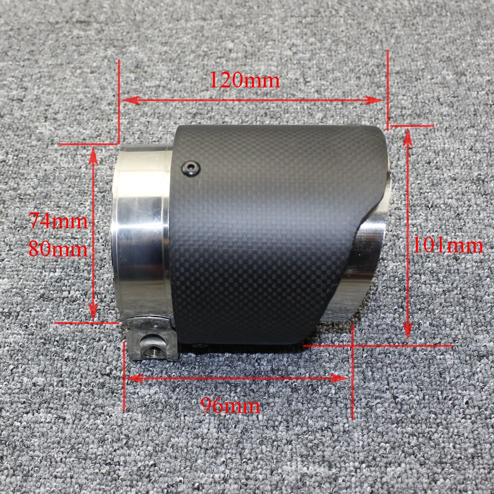 CARS attachment Exhaust pipe System muffler carbon fiber matte tailpipe 104mm 114mm 120mm long diameter exhaust tailpipe