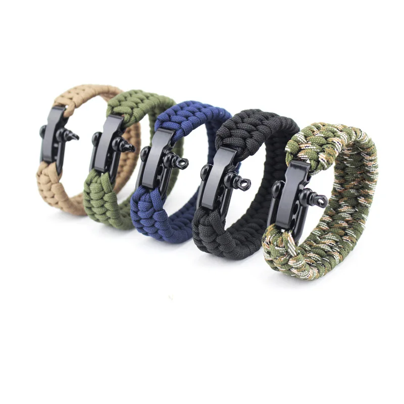 23CM EDC Camping Hiking Emergency Tactical Survival Braided Rescue Umbrella Rope Outdoor Bracelets Parachute Cord Paracord